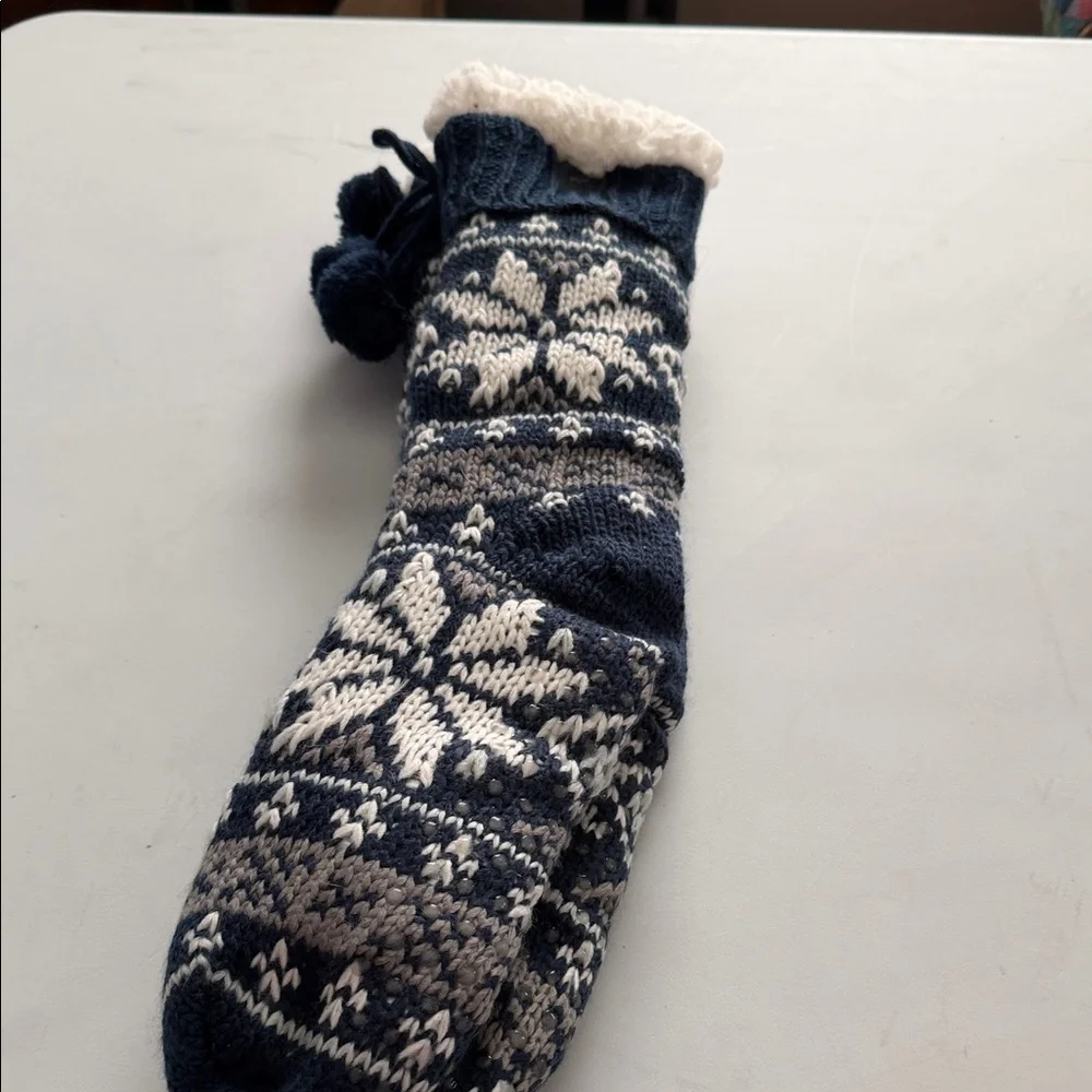 Blue and White Knit‎ Socks
